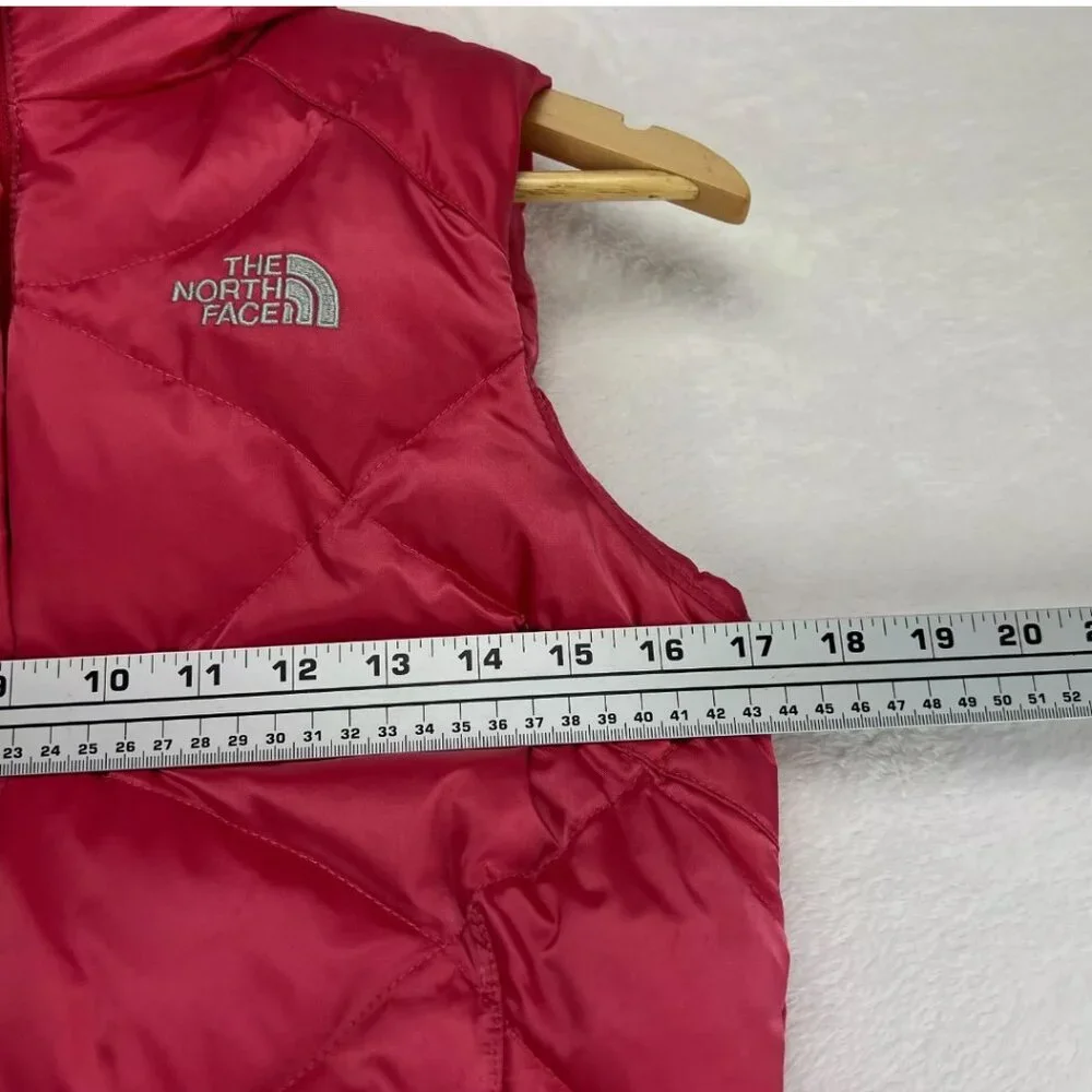 The North Face Bright Pink Vest 550 Goose Down Full Zip Insulated Quilted Winter - Picture 14 of 16